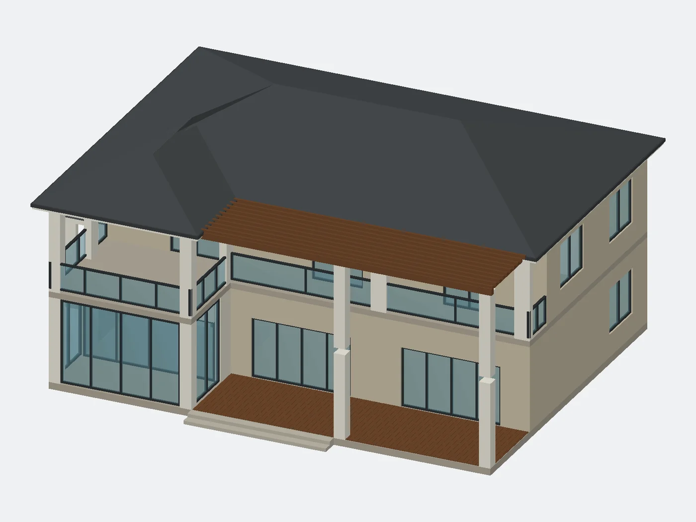 Astra'nın plandan 3ds Max'te oluşturduğu villa modeli